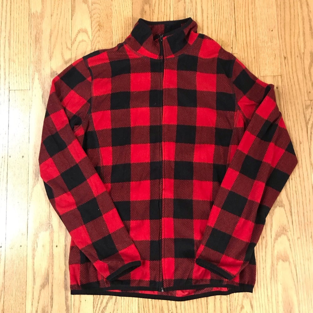 Red and black zip-up flannel